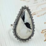 White Buffalo Turquoise Size US 7 925 Sterling Silver Ring (REXT45-227)