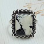White Buffalo Turquoise Size US 10 925 Sterling Silver Ring (REXT45-237)