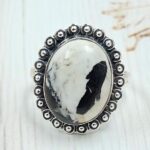White Buffalo Turquoise Size US 11 925 Sterling Silver Ring (REXT45-242)