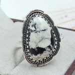 White Buffalo Turquoise Size US 9 925 Sterling Silver Ring (REXT45-247)