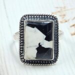 White Buffalo Turquoise Size US 9 925 Sterling Silver Ring (REXT45-248)
