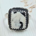 White Buffalo Turquoise Size US 10 925 Sterling Silver Ring (REXT45-249)