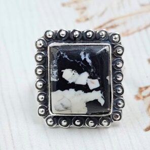 White Buffalo Turquoise Size US 7 925 Sterling Silver Ring (REXT45-262)