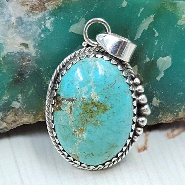 Kingman Turquoise 1.25" 925 Sterling Silver Pendant (RS4-192)
