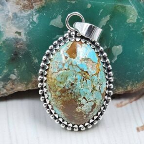 Kingman Turquoise 1.25" 925 Sterling Silver Pendant (RS4-197)