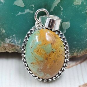 Kingman Turquoise 1" 925 Sterling Silver Pendant (RS4-202)