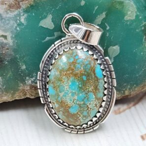 Kingman Turquoise 1" 925 Sterling Silver Pendant (RS4-215)