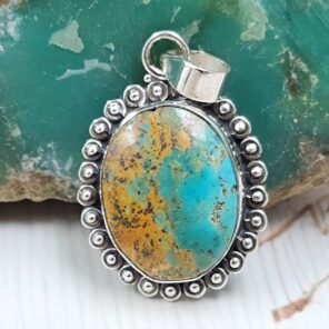 Kingman Turquoise 1" 925 Sterling Silver Pendant (RS4-219)
