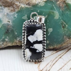 White Buffalo Turquoise 1.25" 925 Sterling Silver Pendant (REXT45-194)