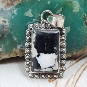 White Buffalo Turquoise 1" 925 Sterling Silver Pendant (REXT45-199)