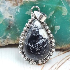 White Buffalo Turquoise 1.25" 925 Sterling Silver Pendant (REXT45-200)