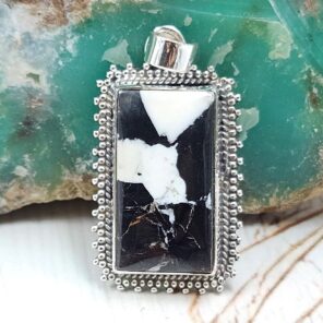White Buffalo Turquoise 1.25" 925 Sterling Silver Pendant (REXT45-204)