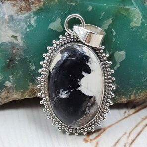 White Buffalo Turquoise 1.25" 925 Sterling Silver Pendant (REXT45-206)