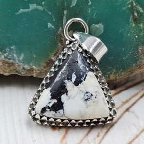 White Buffalo Turquoise 0.75" 925 Sterling Silver Pendant (REXT45-212)
