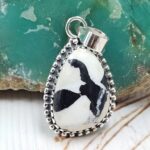 White Buffalo Turquoise 1" 925 Sterling Silver Pendant (REXT45-214)