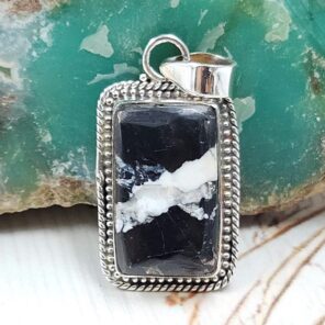 White Buffalo Turquoise 1" 925 Sterling Silver Pendant (REXT45-216)