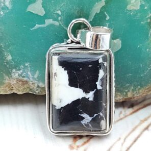 White Buffalo Turquoise 1" 925 Sterling Silver Pendant (REXT45-217)
