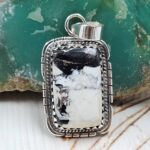 White Buffalo Turquoise 1" 925 Sterling Silver Pendant (REXT45-218)