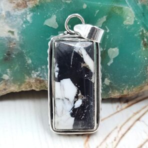 White Buffalo Turquoise 1.25" 925 Sterling Silver Pendant (REXT45-220)