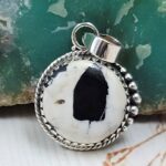 White Buffalo Turquoise 1" 925 Sterling Silver Pendant (REXT45-222)