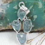Raw Aquamarine 1.5" 925 Sterling Silver Pendant (REXT121-19)