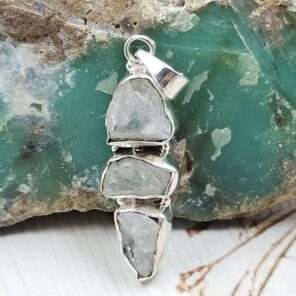 Raw Aquamarine 1.5" 925 Sterling Silver Pendant (REXT121-17)