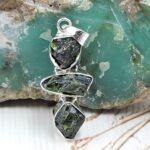 Raw Green Tourmaline 1.5" 925 Sterling Silver Pendant (REXT121-15)