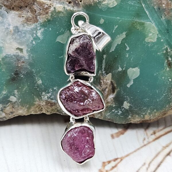 Raw Ruby 1.5" 925 Sterling Silver Pendant (REXT121-14)