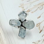 Raw Aquamarine 925 Sterling Silver Ring (REXT121-71)
