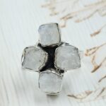 Raw Rainbow Moonstone 925 Sterling Silver Ring (REXT121-70)