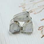 Raw Rainbow Moonstone 925 Sterling Silver Ring (REXT121-69)