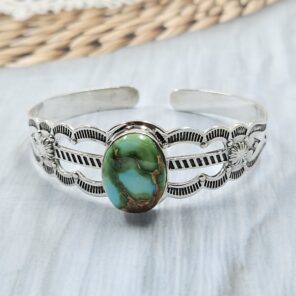 Sonoran Gold Turquoise 925 Sterling Silver Bangle (RSB2-257)