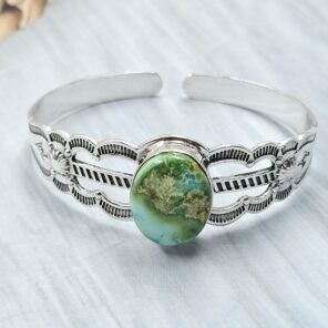 Sonoran Gold Turquoise 925 Sterling Silver Bangle (RSB2-267)