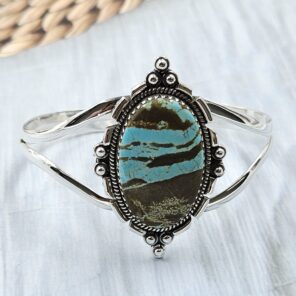 Mine 8 Turquoise 925 Sterling Silver Bangle (RSB2-228)