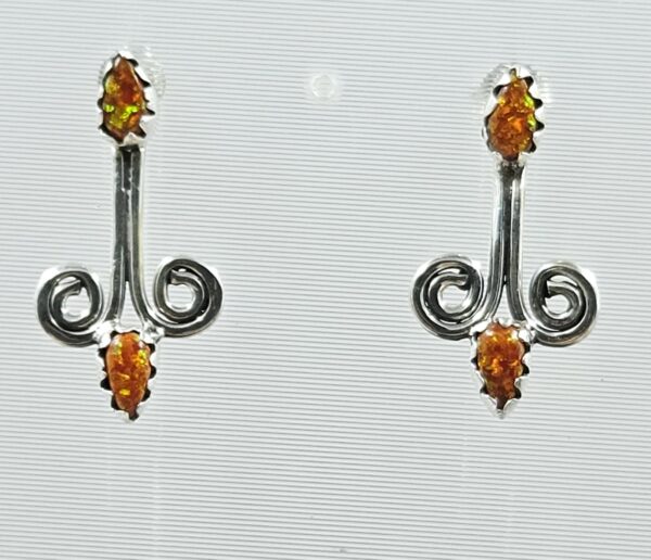 Orange Aurora Opal 925 Sterling Silver Aurora Opal Earring (RS29-319)