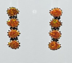 Orange Aurora Opal 925 Sterling Silver Aurora Opal Earring (RS29-272)