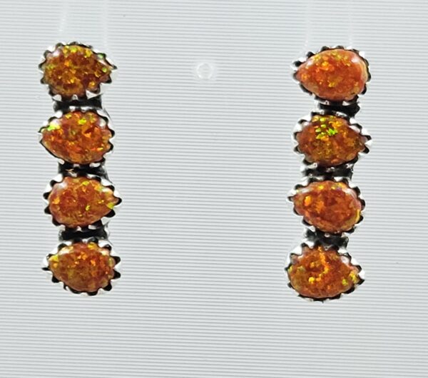 Orange Aurora Opal 925 Sterling Silver Aurora Opal Earring (RS29-272)