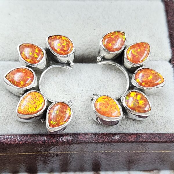 Orange Aurora Opal 925 Sterling Silver Aurora Opal Earring (RS29-271)