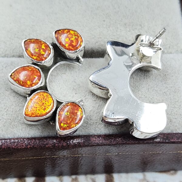 Orange Aurora Opal 925 Sterling Silver Aurora Opal Earring (RS29-271) - Image 2