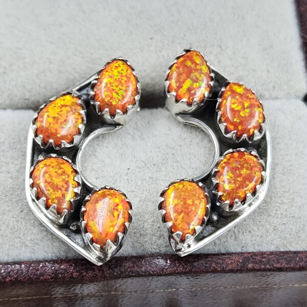 Orange Aurora Opal 925 Sterling Silver Aurora Opal Earring (RS29-270)