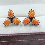 Orange Aurora Opal 925 Sterling Silver Aurora Opal Earring (RS29-263)