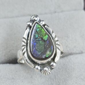 Ammolite Size US 5 925 Sterling Silver Pendant (RS27-46)