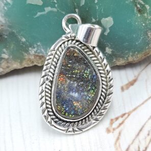 Ammolite 1" 925 Sterling Silver Pendant (RS27-129)