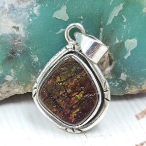 Ammolite 1" 925 Sterling Silver Pendant (RS27-124)