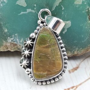 Ammolite 1" 925 Sterling Silver Pendant (RS27-116)