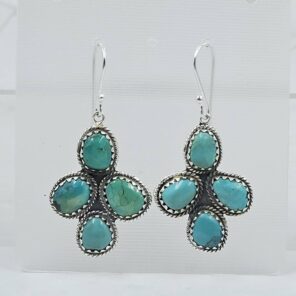 Tibetan Turquoise 2" 925 Sterling Silver Earring (RS42-135)