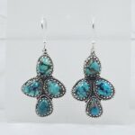 Tibetan Turquoise 2" 925 Sterling Silver Earring (RS42-136)