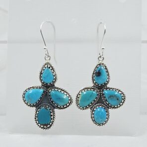 Tibetan Turquoise 1.75" 925 Sterling Silver Earring (RS42-140)