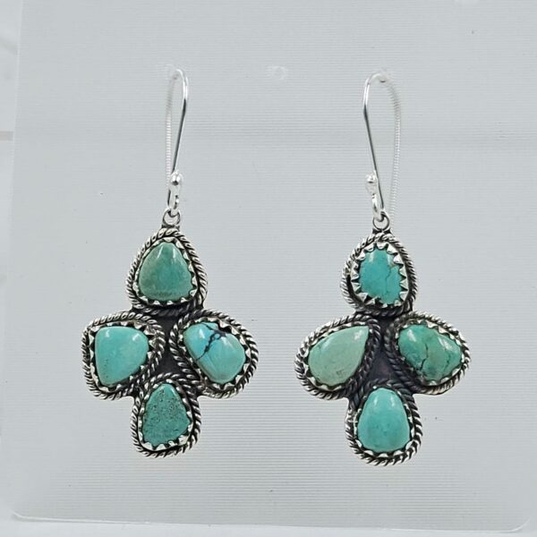 Tibetan Turquoise 1.75" 925 Sterling Silver Earring (RS42-143)
