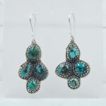 Tibetan Turquoise 1.75" 925 Sterling Silver Earring (RS42-144)